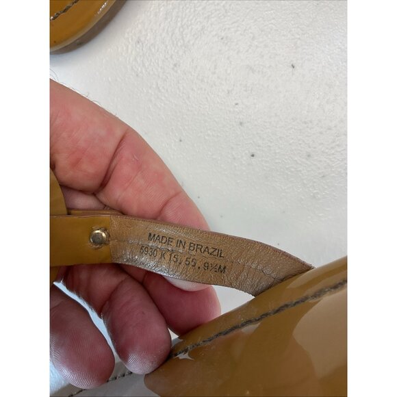 Tory Burch Miller Sandal Soft Brown Patent Leather Size 9.5M Beach Casual Boat - Picture 12 of 13